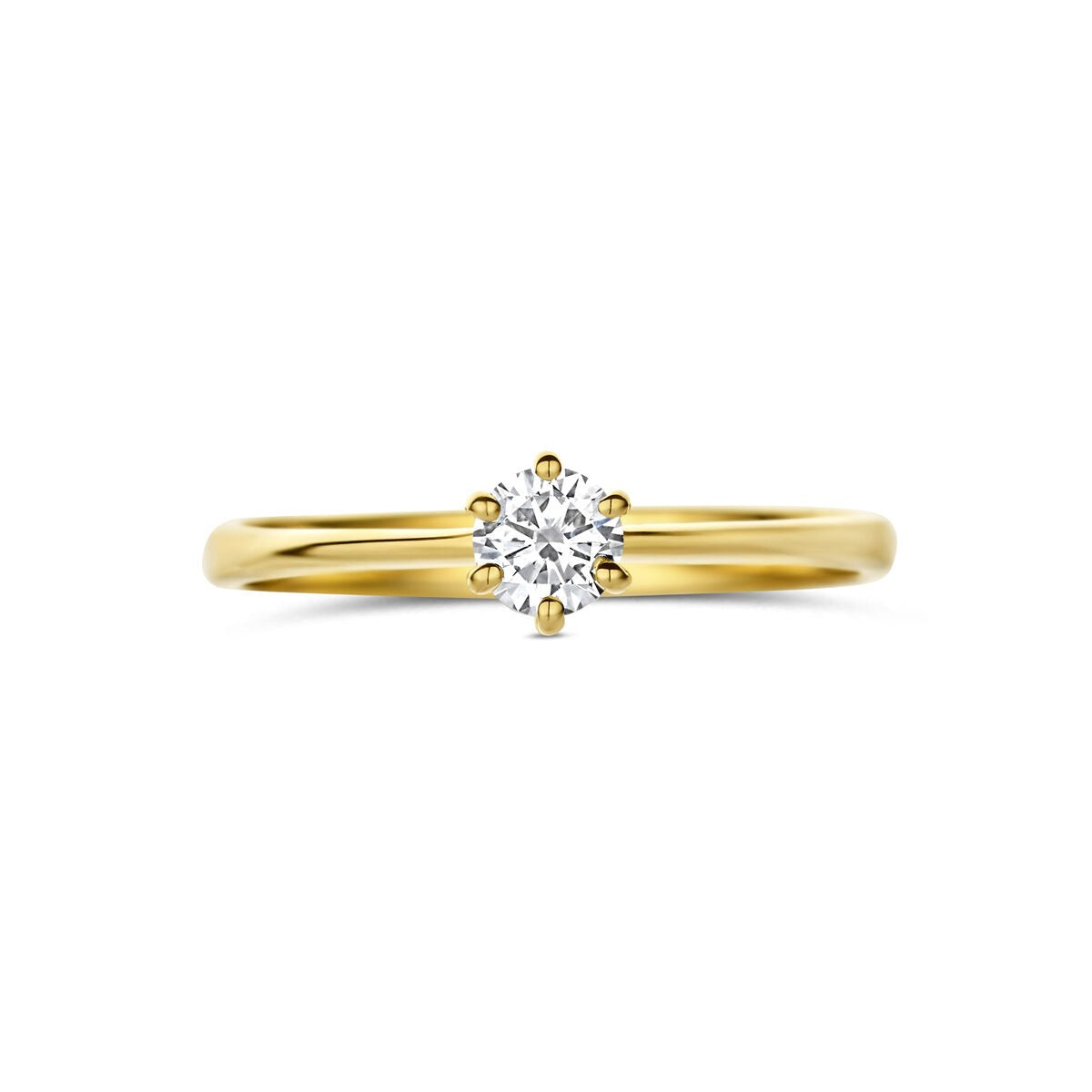 Anillo de oro amarillo de 14k con diamante cultivado en laboratorio