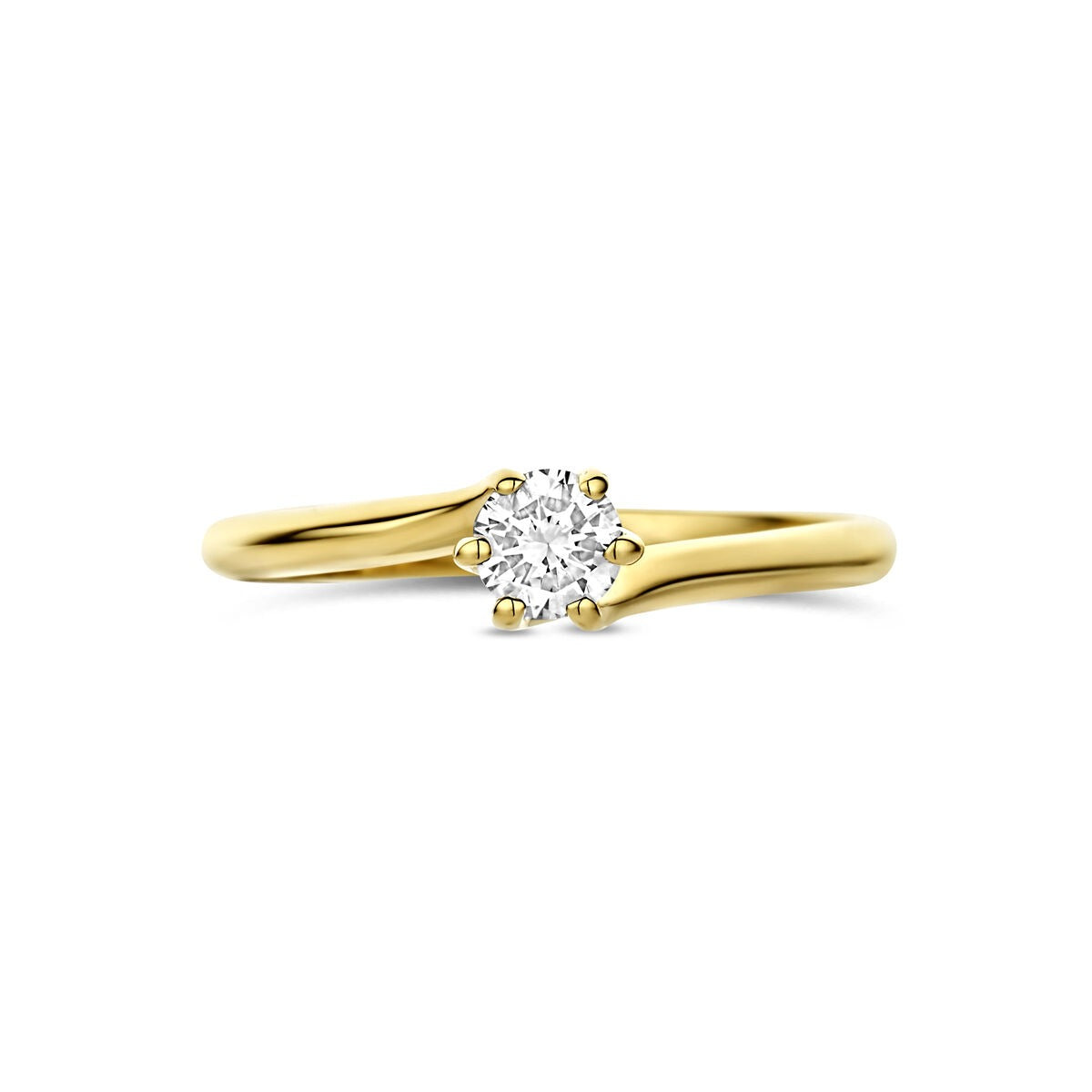 Anillo de oro amarillo de 14k con diamante cultivado en laboratorio