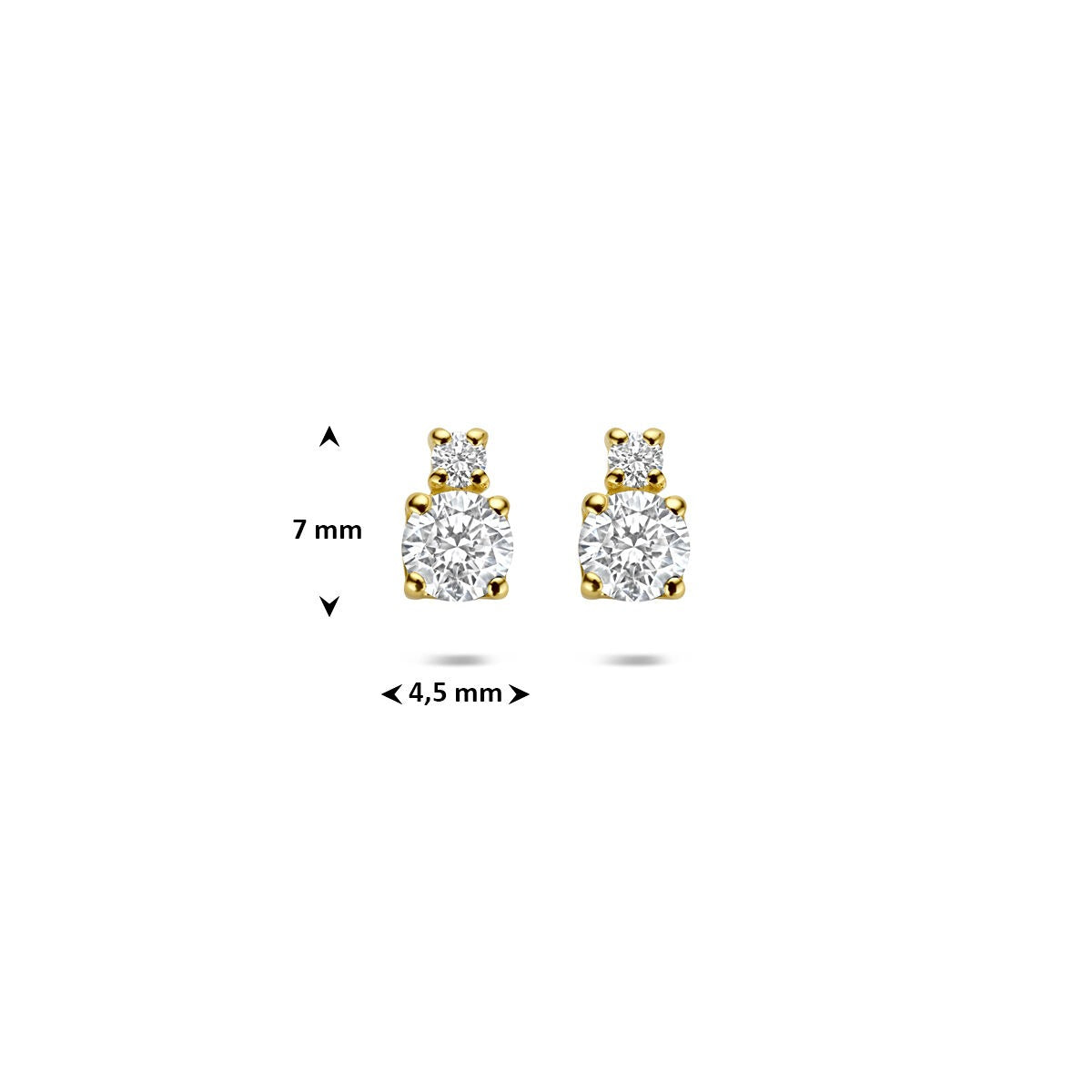 Pendientes de botón de oro amarillo con diamante cultivado en laboratorio