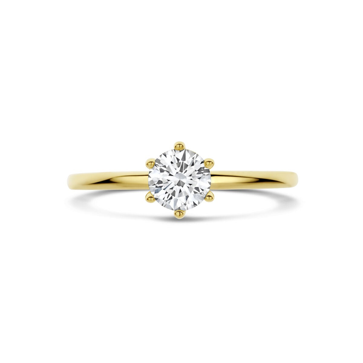 Anillo de mujer en oro con diamante cultivado en laboratorio - 14k oro amarillo