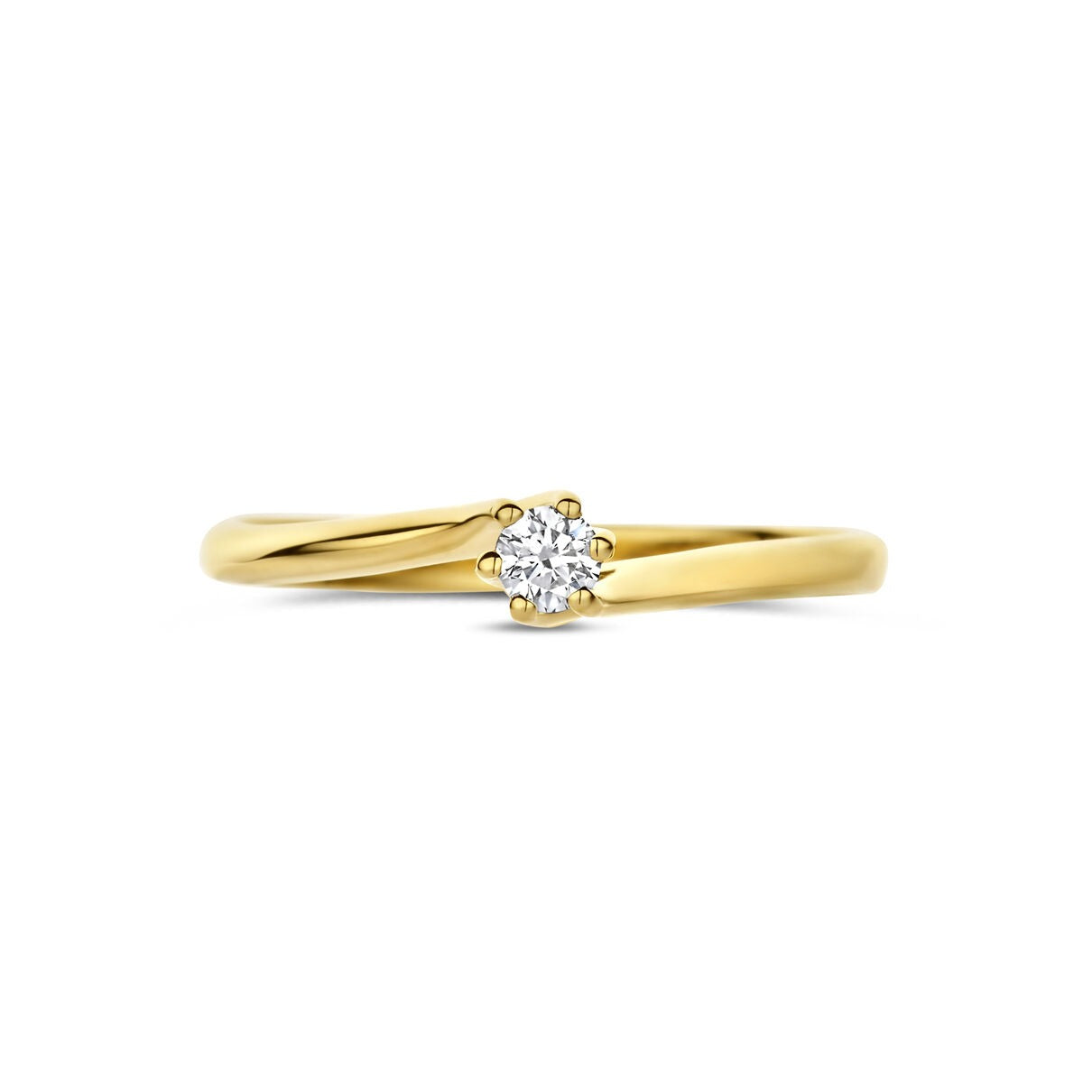 Anillo de oro amarillo de 14k con diamante cultivado en laboratorio