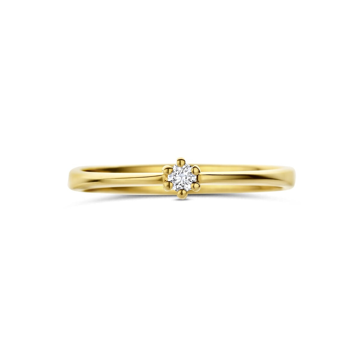 Anillo de oro amarillo de 14k con diamante cultivado en laboratorio