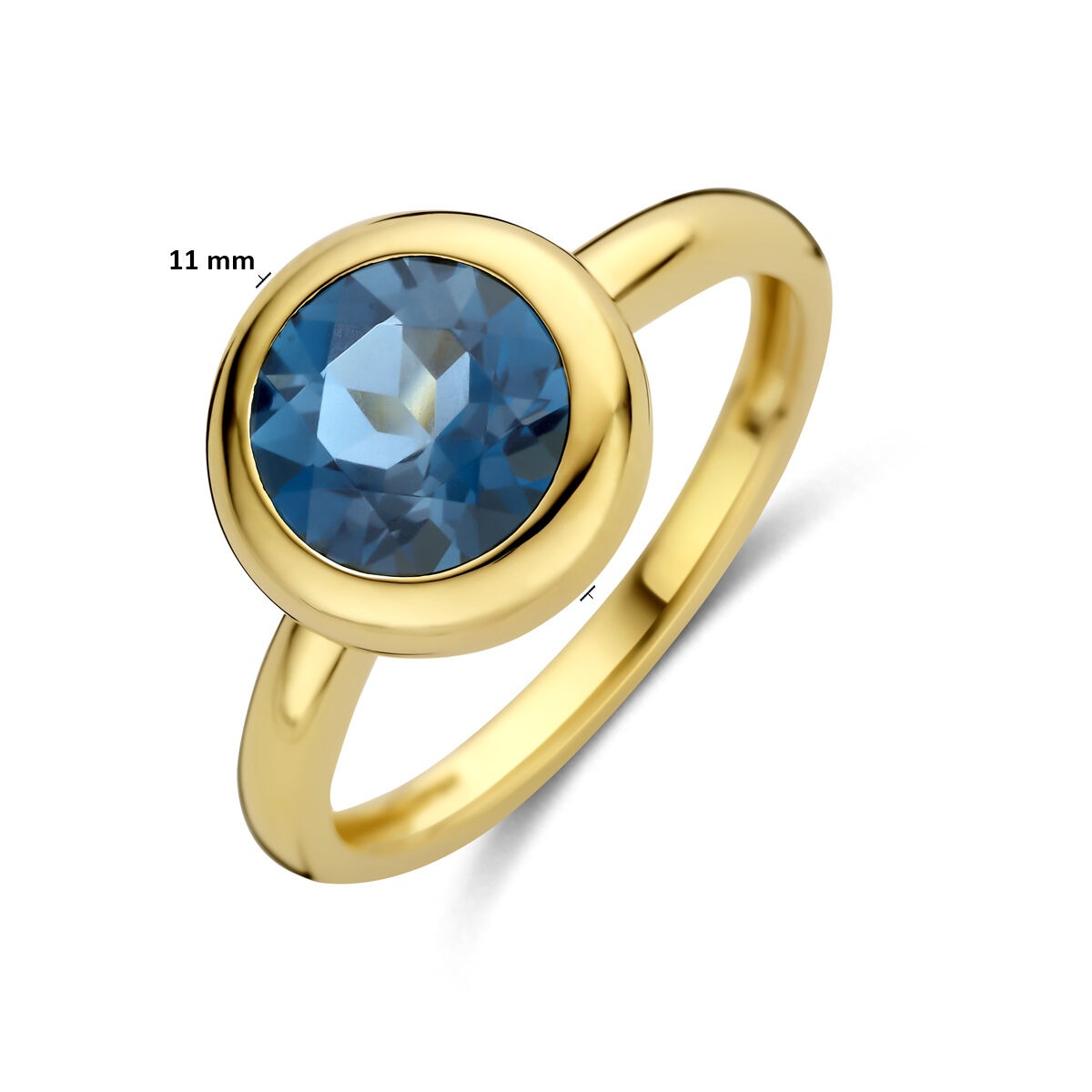 Anillo de mujer de oro con topacio London Blue – 14k oro amarillo