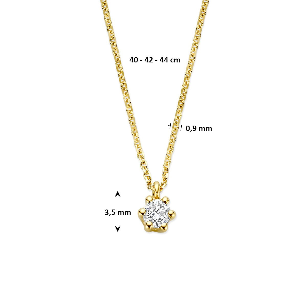 Collar de oro amarillo de 14k con diamante cultivado en laboratorio