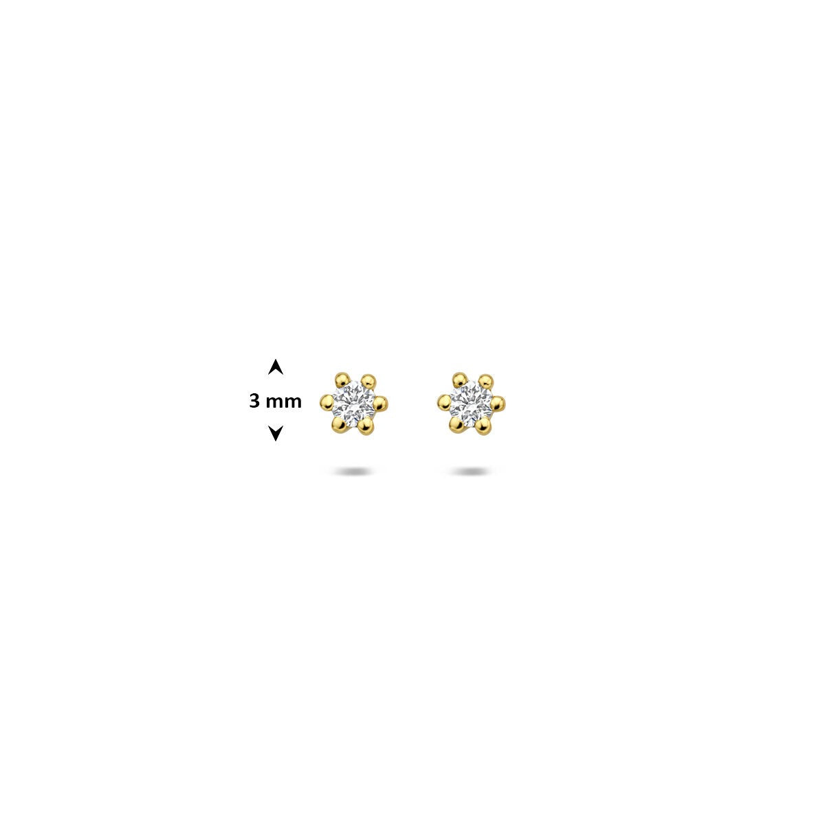 Pendientes de botón de oro amarillo con diamante cultivado en laboratorio
