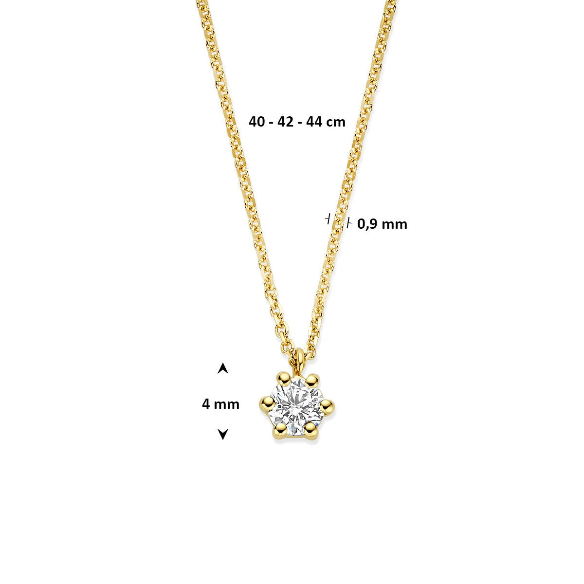 Collar de oro amarillo de 14k con diamante cultivado en laboratorio