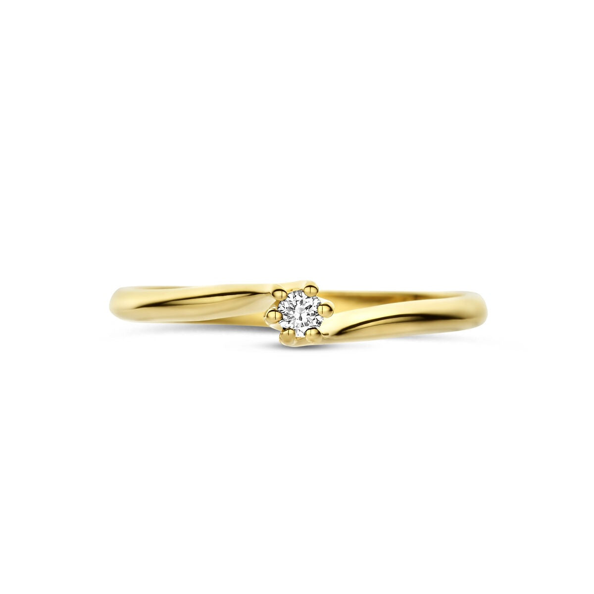 Anillo de oro amarillo de 14k con diamante cultivado en laboratorio