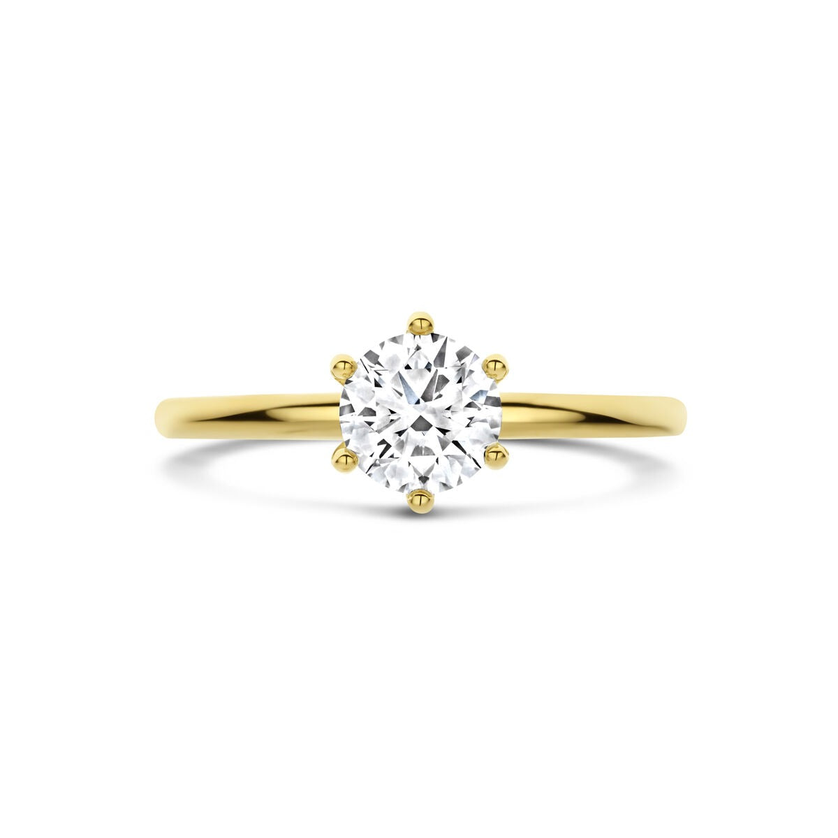 Anillo de mujer de oro con diamante cultivado en laboratorio – 14k oro amarillo