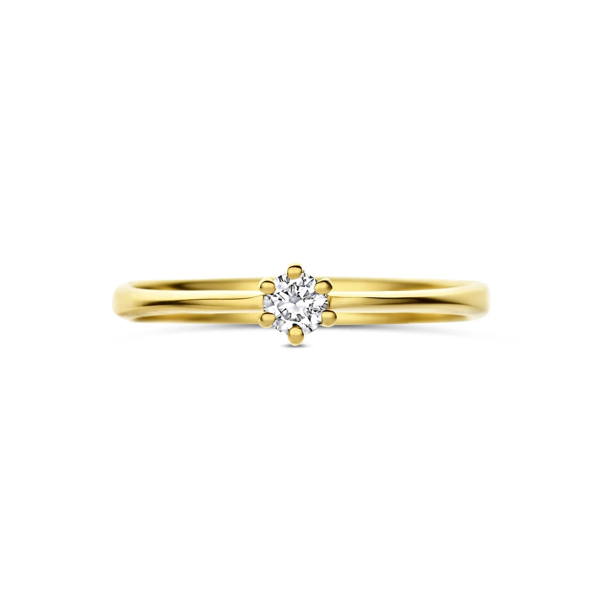 Anillo de oro amarillo de 14k con diamante cultivado en laboratorio