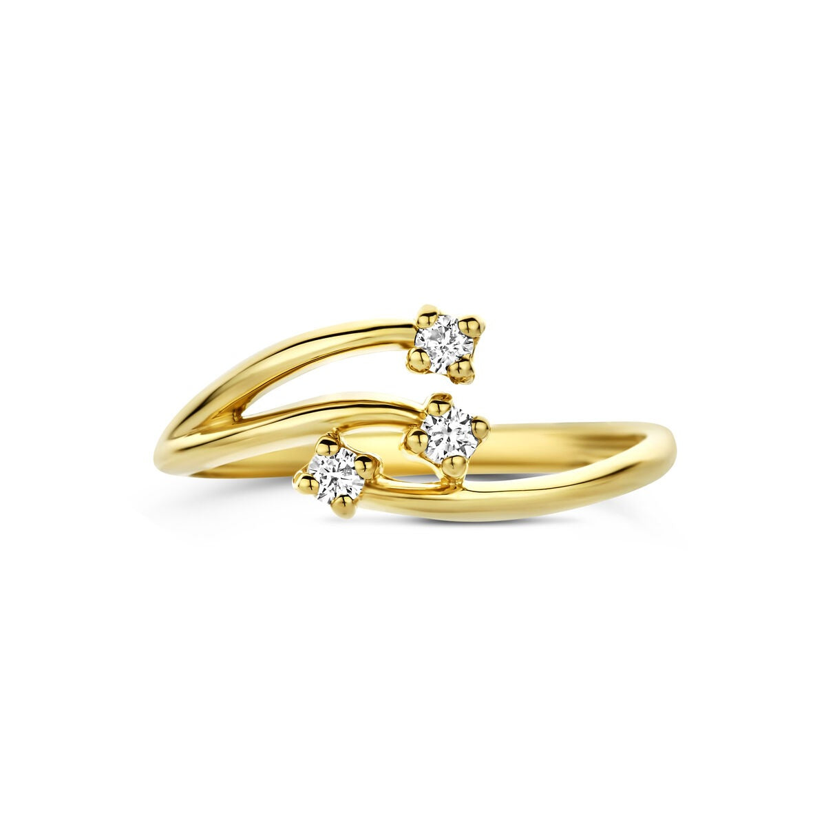 Anillo de oro amarillo de 14k con diamante cultivado en laboratorio