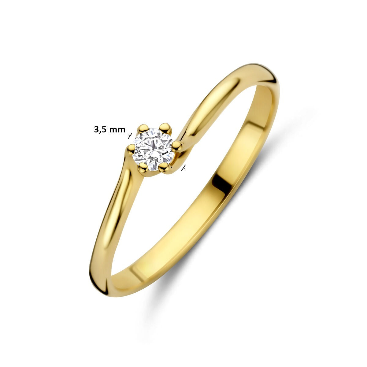 Anillo de oro amarillo de 14k con diamante cultivado en laboratorio