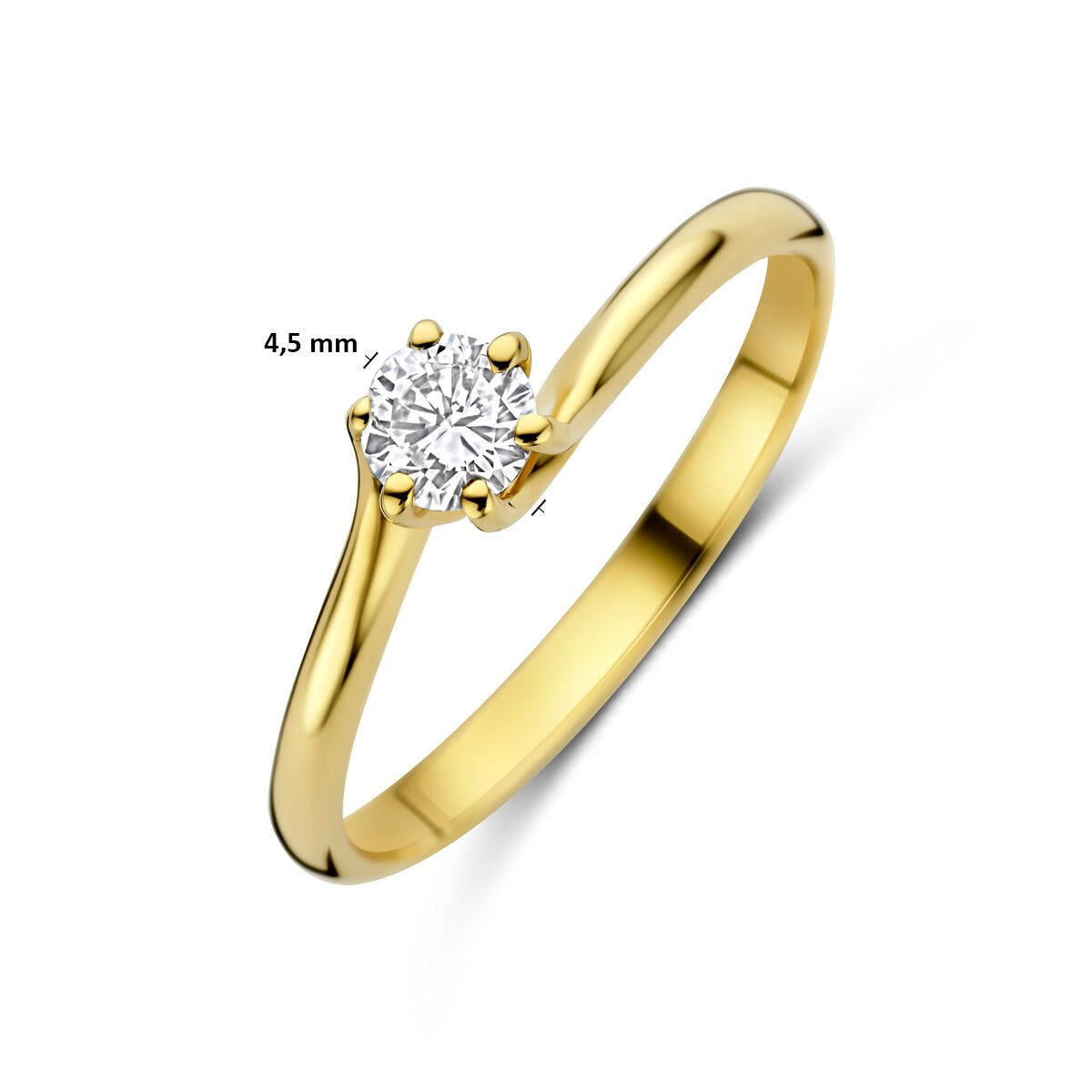 Anillo de oro amarillo de 14k con diamante cultivado en laboratorio
