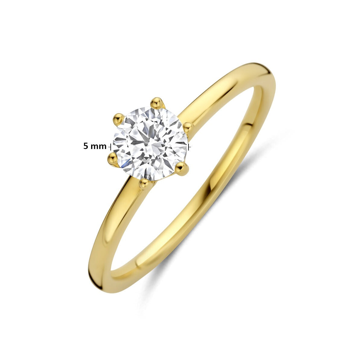 Anillo de mujer en oro con diamante cultivado en laboratorio - 14k oro amarillo