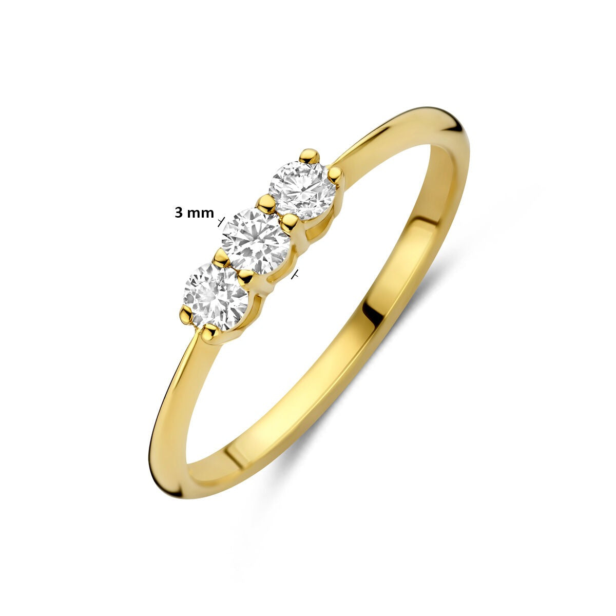 Anillo de oro amarillo de 14k con diamante cultivado en laboratorio