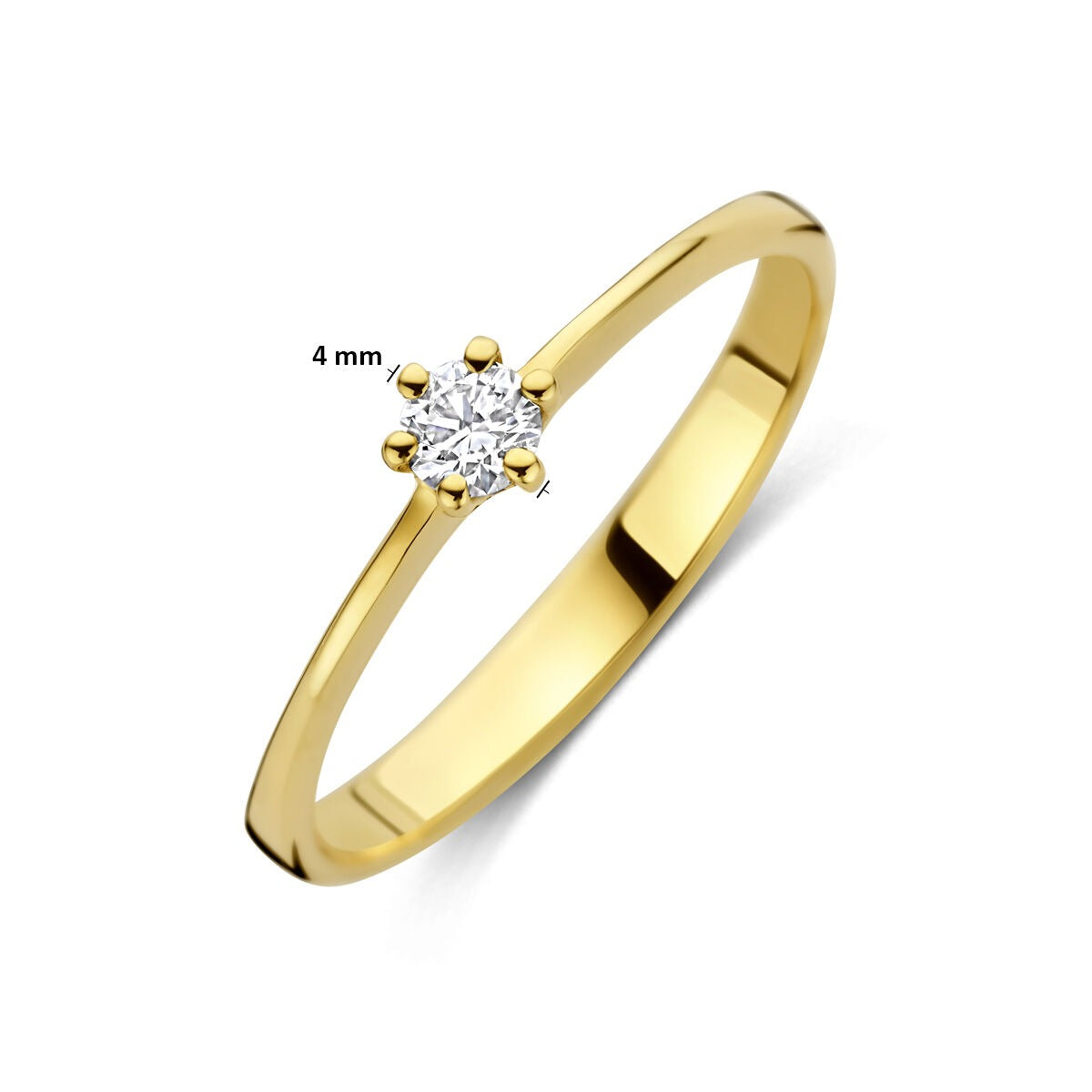 Anillo de oro amarillo de 14k con diamante cultivado en laboratorio