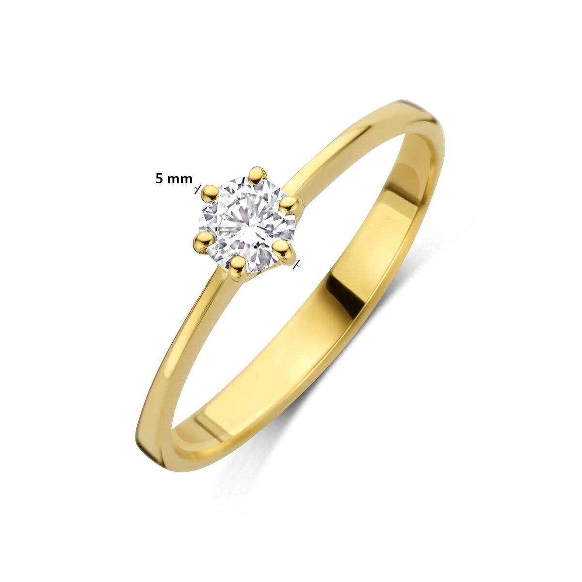 Anillo de oro amarillo de 14k con diamante cultivado en laboratorio