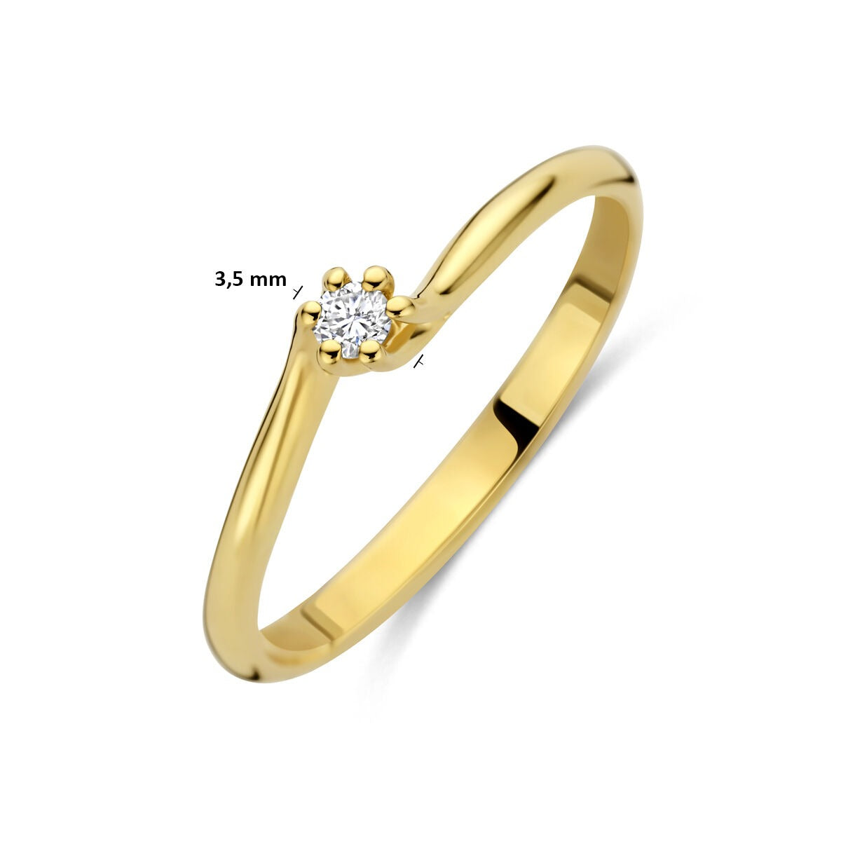 Anillo de oro amarillo de 14k con diamante cultivado en laboratorio