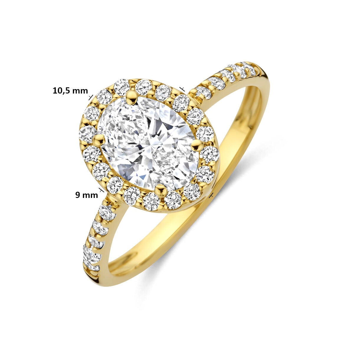 Anillo de oro amarillo de 14k con diamante lab grown ovalado - incluye certificado
