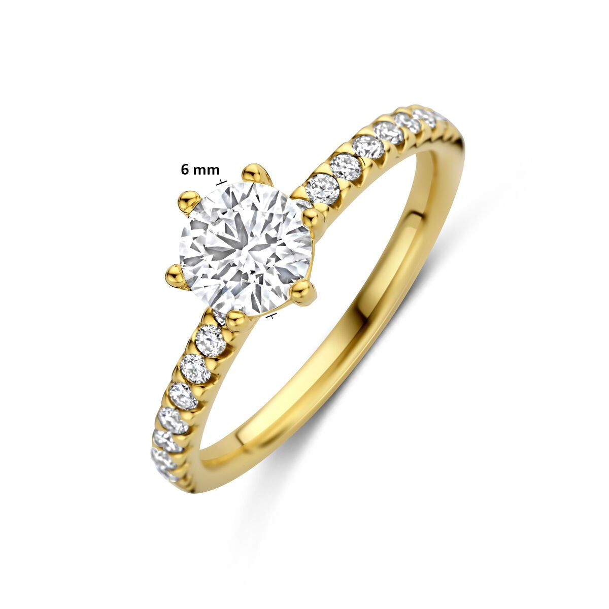 Anillo de mujer en oro amarillo con diamante cultivado en laboratorio – 14k oro amarillo