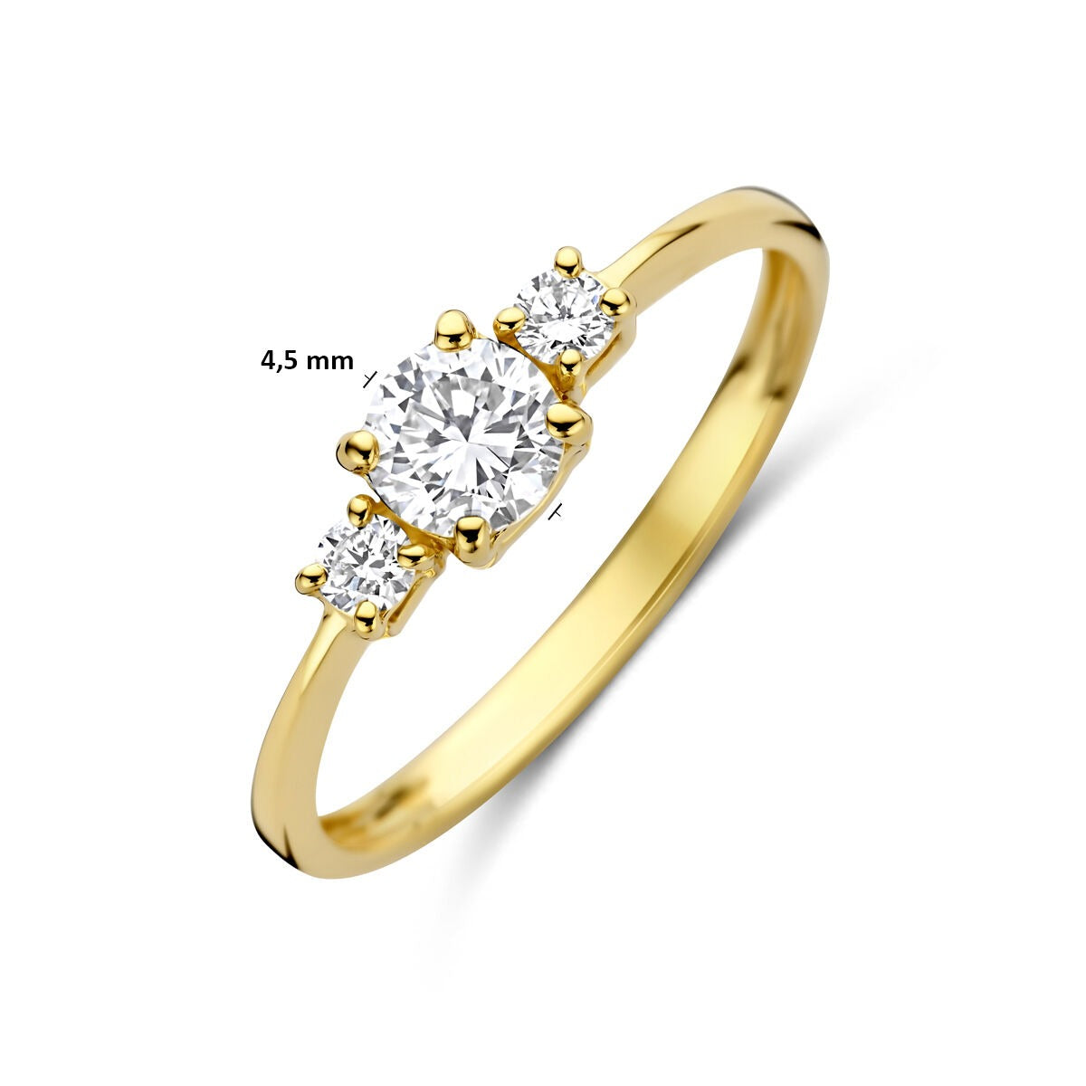 Anillo de oro amarillo de 14k con diamante cultivado en laboratorio
