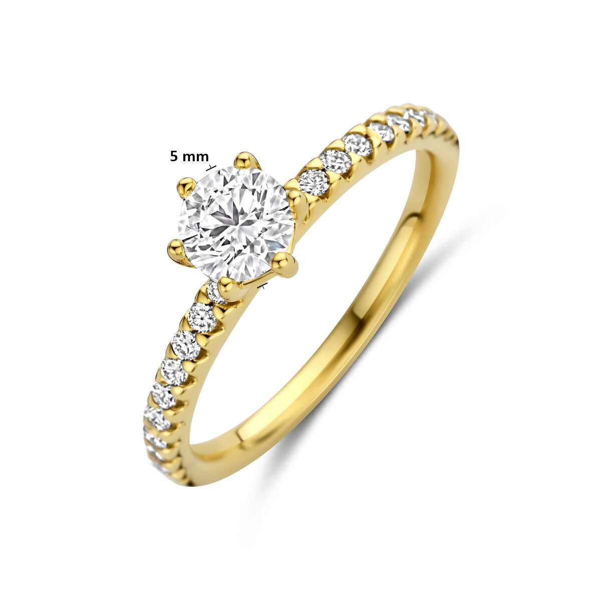 Anillo de mujer en oro amarillo con diamante cultivado en laboratorio – 14k oro amarillo