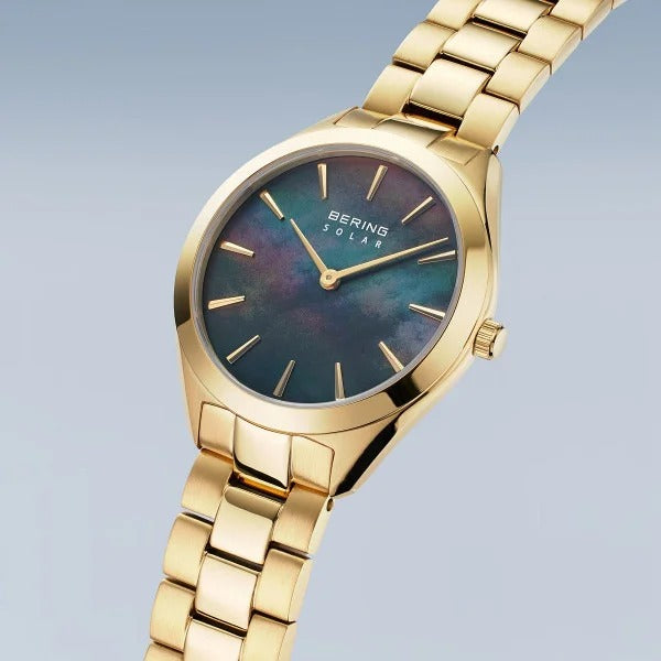 Reloj de mujer Bering – Solar con esfera de nácar azul