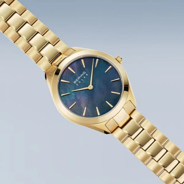 Reloj de mujer Bering – Solar con esfera de nácar azul