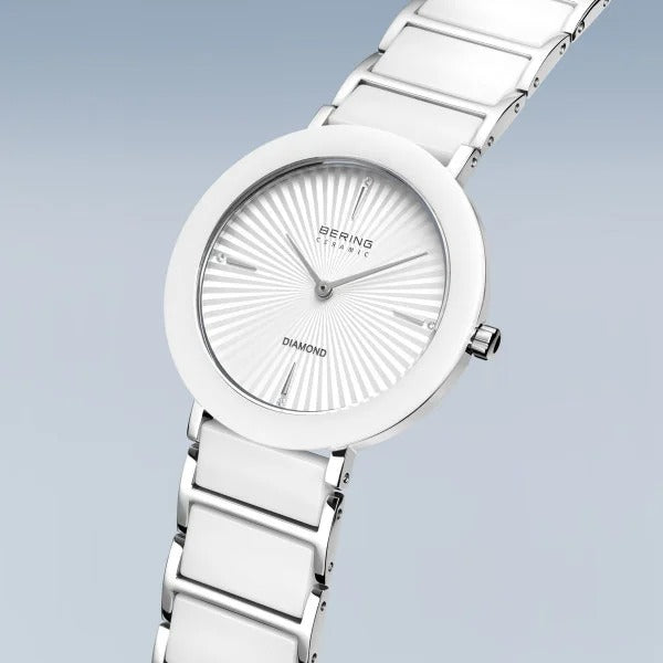Reloj de mujer – Cerámica, plata con cerámica blanca