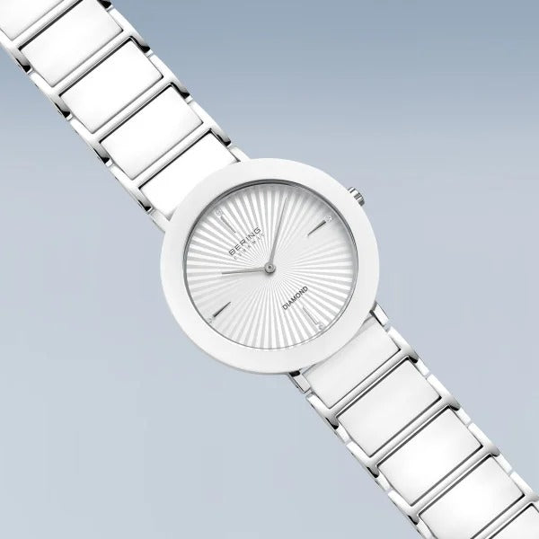 Reloj de mujer – Cerámica, plata con cerámica blanca