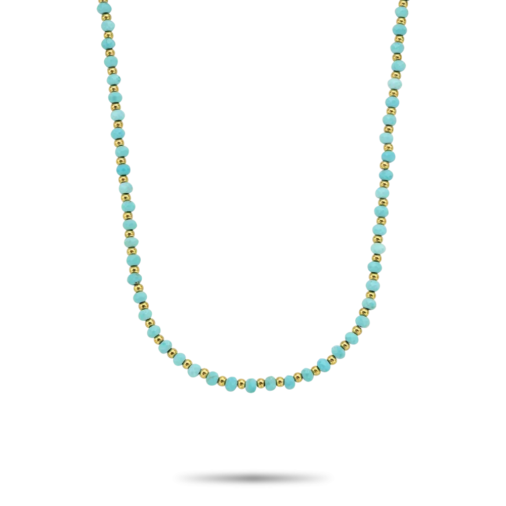 Collar Mezcla Turquesa Oro - 4mm (38cm)