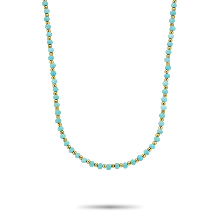 Collar Mezcla Turquesa Oro - 4mm (38cm)
