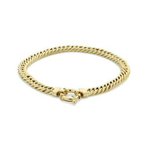 Pulsera de oro de 14k con eslabones gourmet de 5,8 mm y cierre de langosta.