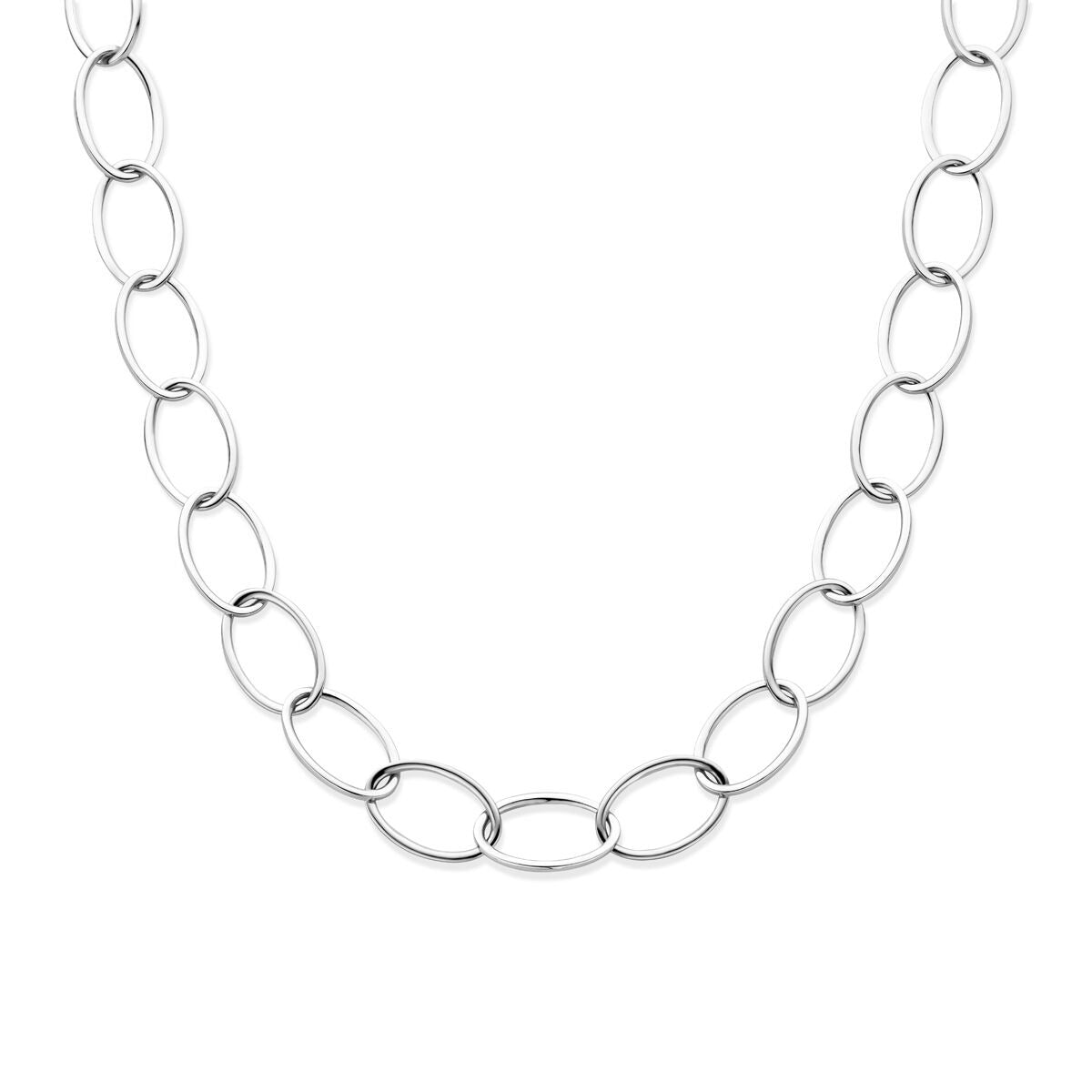 Pulsera de mujer de plata rodiada con eslabones en forma de ancla, de 45 cm de longitud.