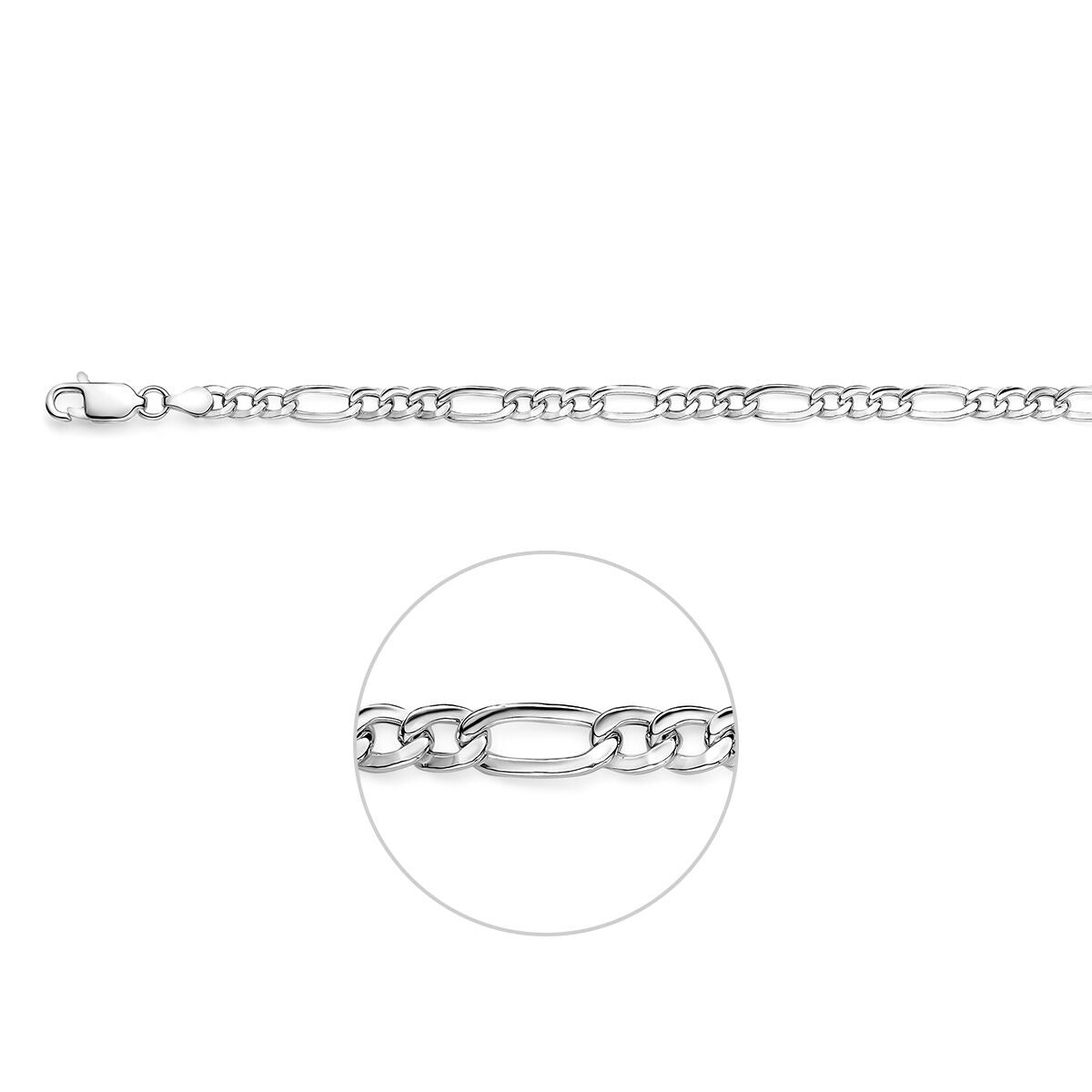 Cadena figaro de plata de 925, con eslabones alternos, de 5,1 mm de grosor.