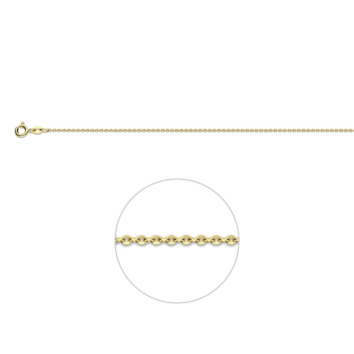 cadena de ancla de oro de 9 quilates, sin colgante, con acabado brillante.