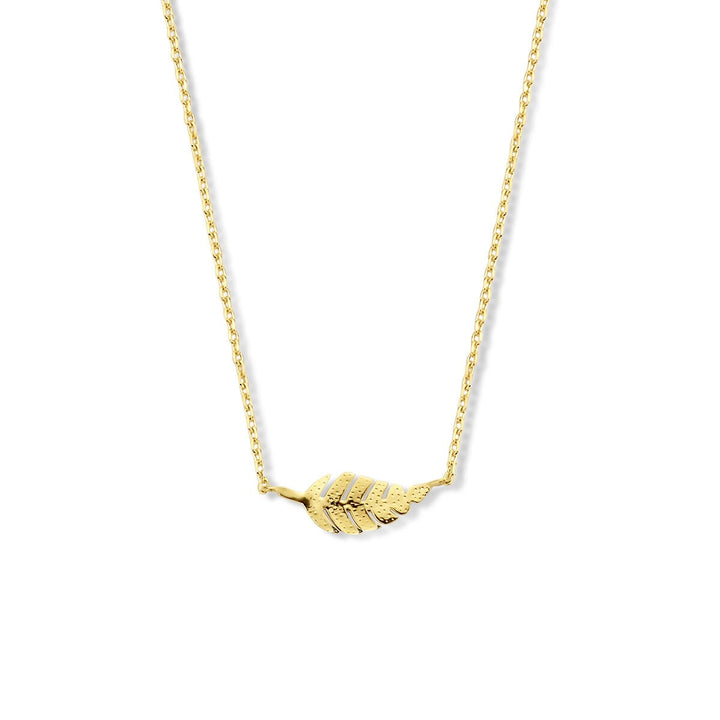 14k geelgouden anker collier met veer