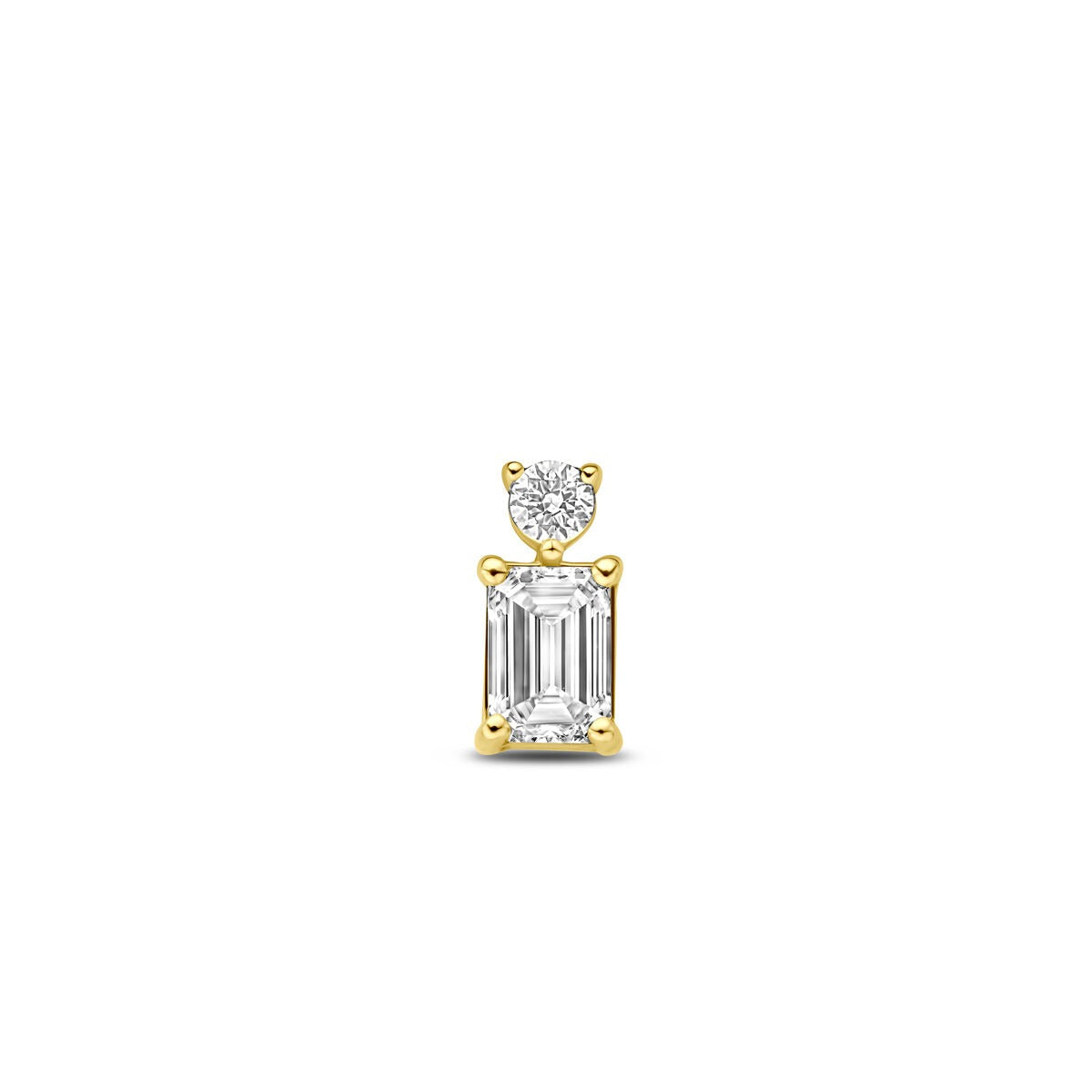 Colgante de oro amarillo de 14k con diamante cultivado en laboratorio de 0,33 ct, forma rectangular y brillante.