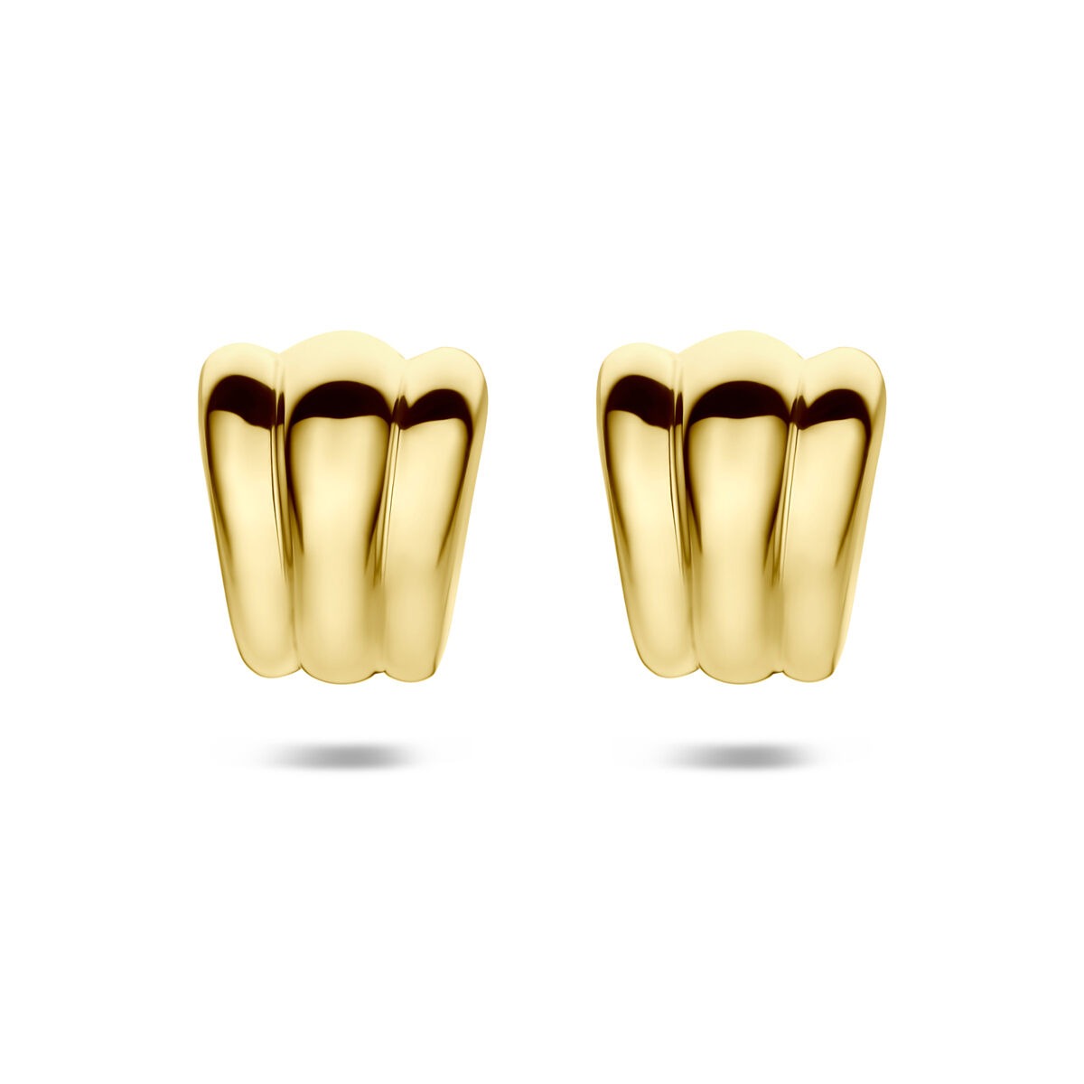 Pendientes de oro con diseño ondulado, tamaño 20,5 x 16,5 mm, para dama.