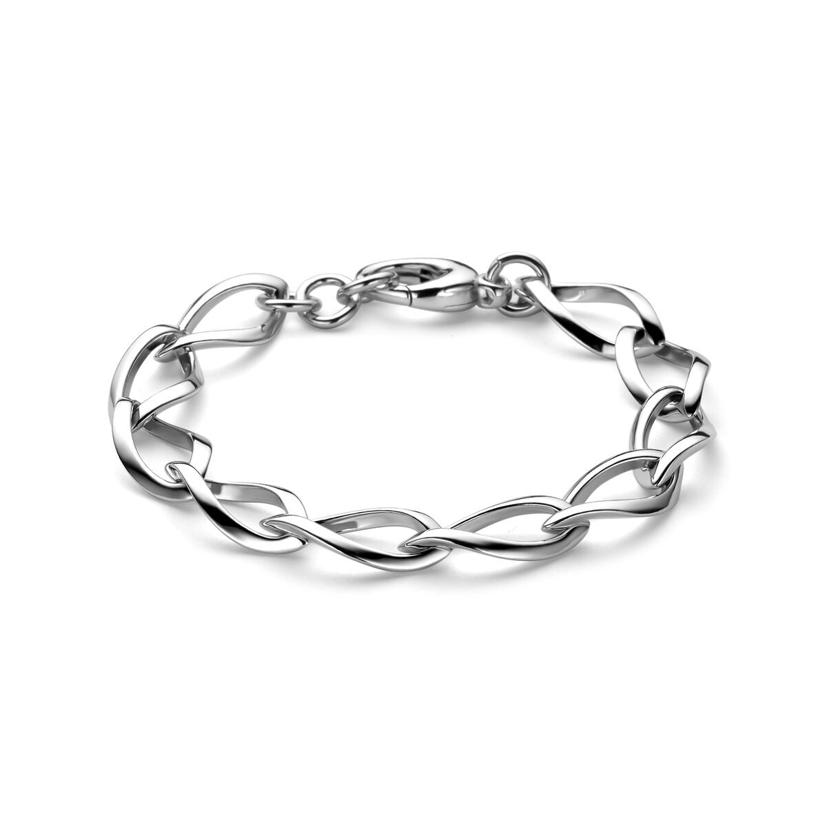 Pulsera de plata rodiada 925 con eslabones anchos de 11 mm y longitud de 20 cm.