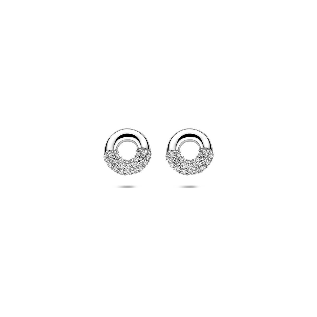 Pendientes de botón de plata 925 rodiada con circonitas brillantes.