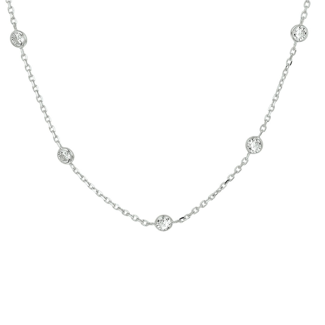 Zilveren anker collier met zirkonia – gerhodineerd 925 zilver