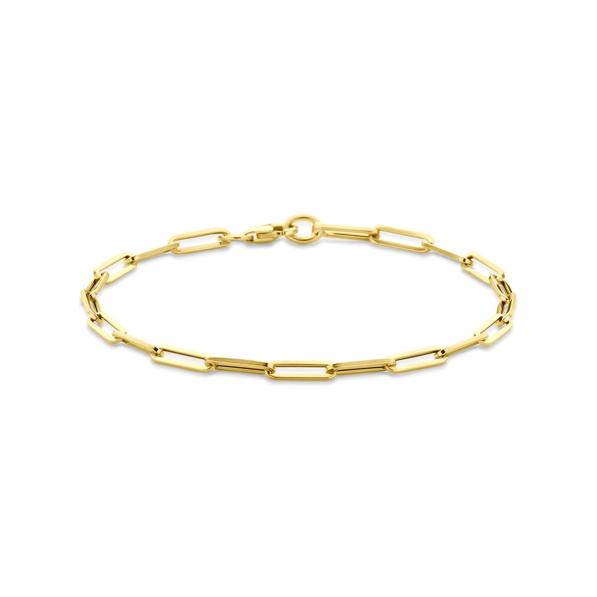 Pulsera de eslabones en oro amarillo de 9 quilates con diseño de clip de papel.
