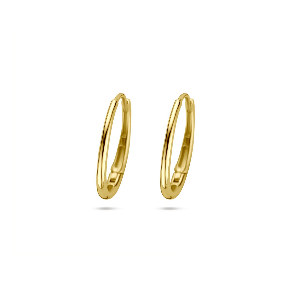 Pendientes de aro de oro amarillo de 14k con cierre de bisagra.