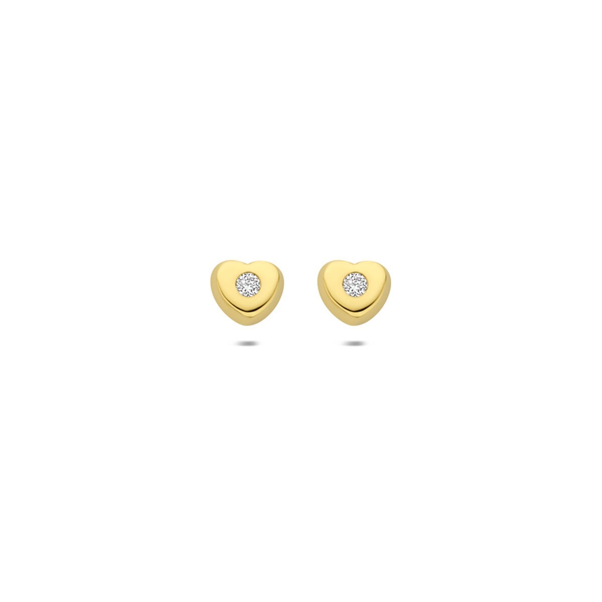 Pendientes de corazón en oro amarillo de 14k con diamante cultivado en laboratorio de 0,03 ct.