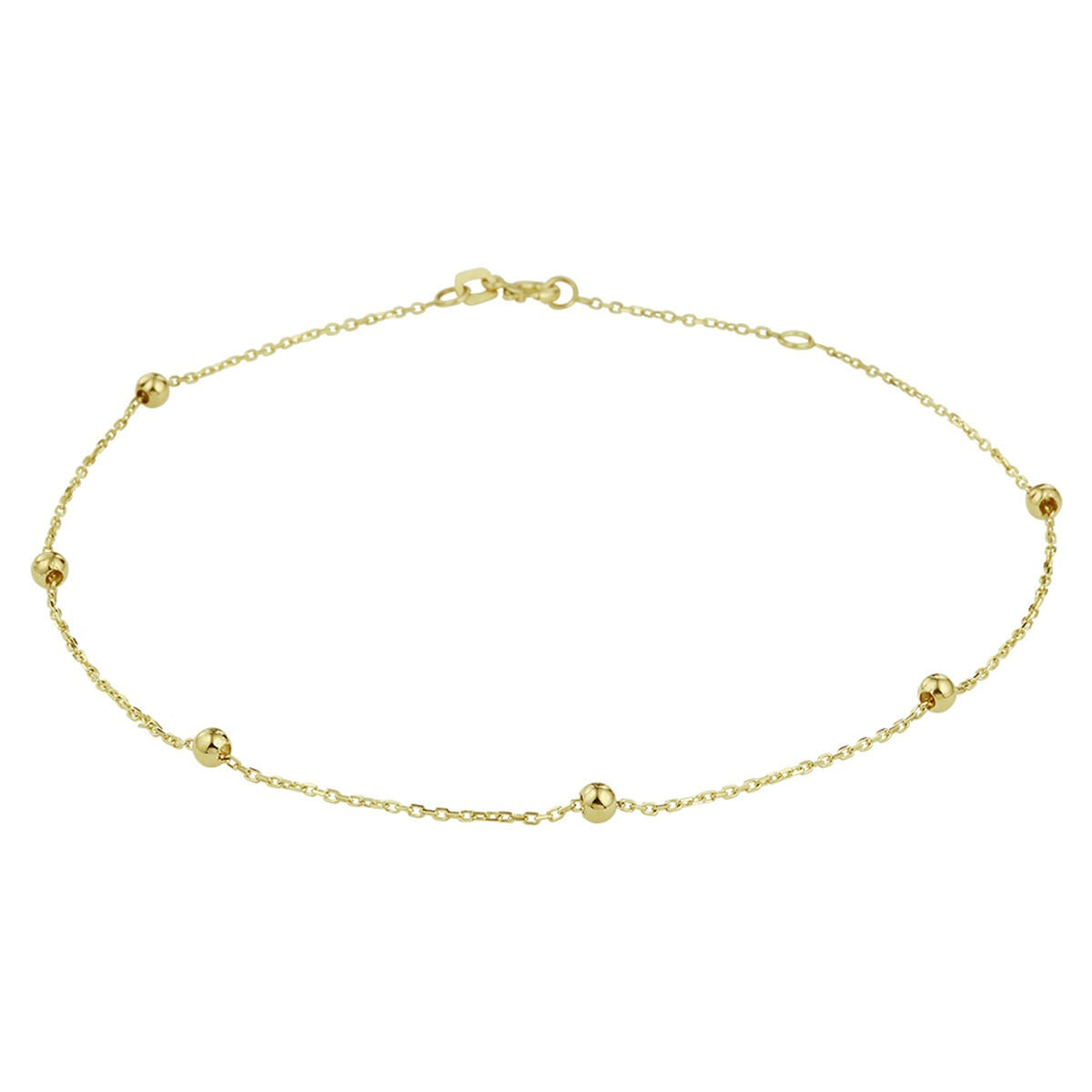 Pulsera de ancla en oro amarillo de 9 quilates con bolitas.