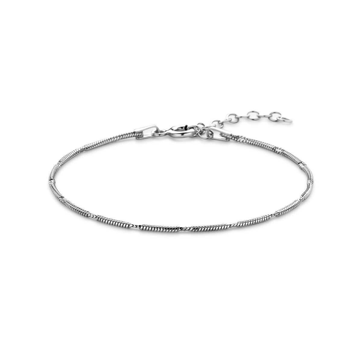 Pulsera esclava de plata rodiada de 1,5 mm con extensión de 16 + 3 cm.