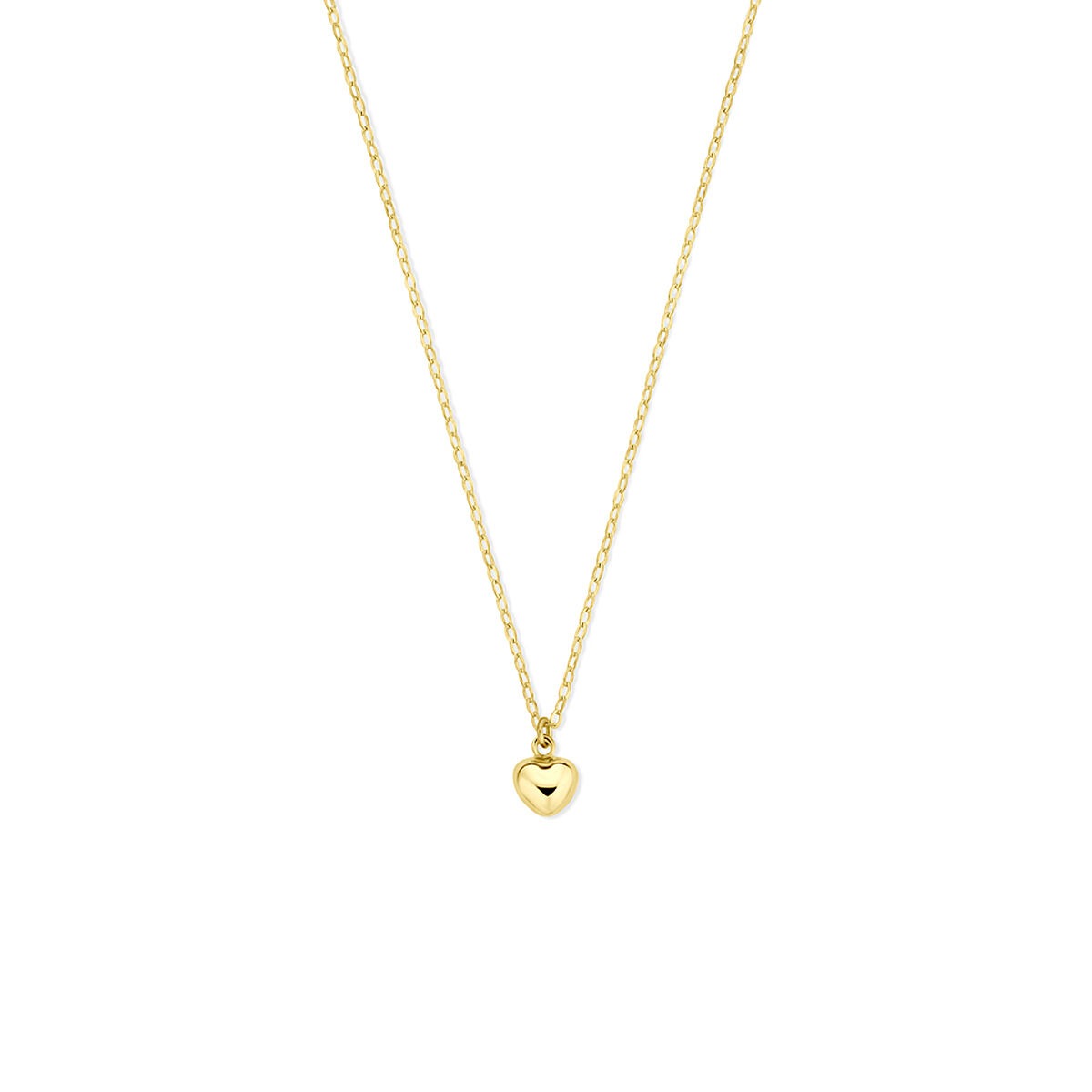 Collar dorado de 14k con colgante en forma de corazón, longitud de 40 a 42 cm.