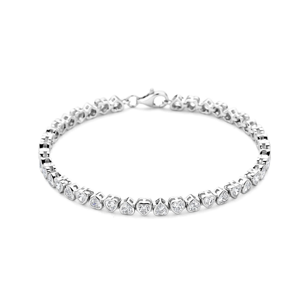 Zilveren hartjes tennisarmband met zirkonia – gerhodineerd 925 zilver