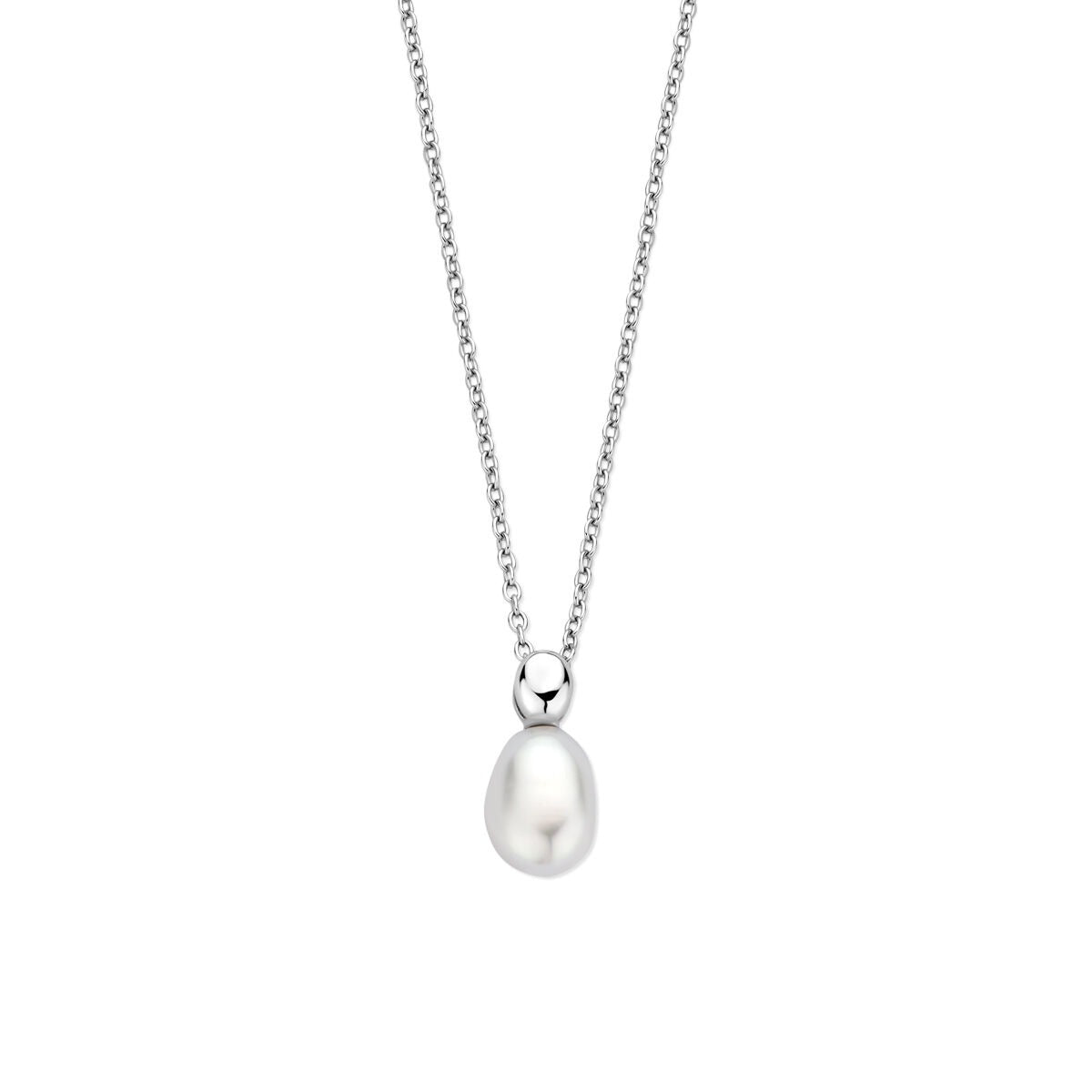 Collar de plata rodiada 925 con una perla de agua dulce en forma de gota.
