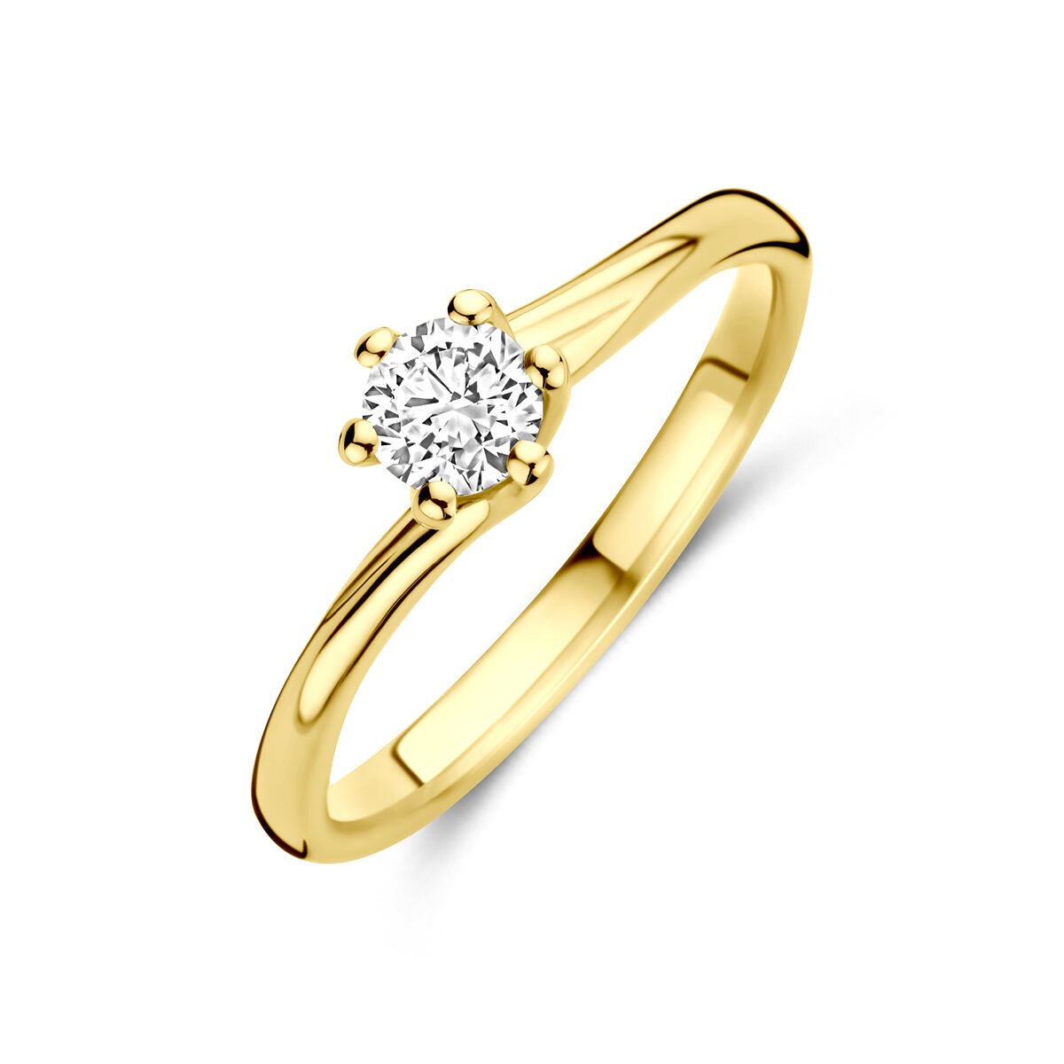 Anillo de oro amarillo de 14k con diamante cultivado en laboratorio de 0.30 ct.